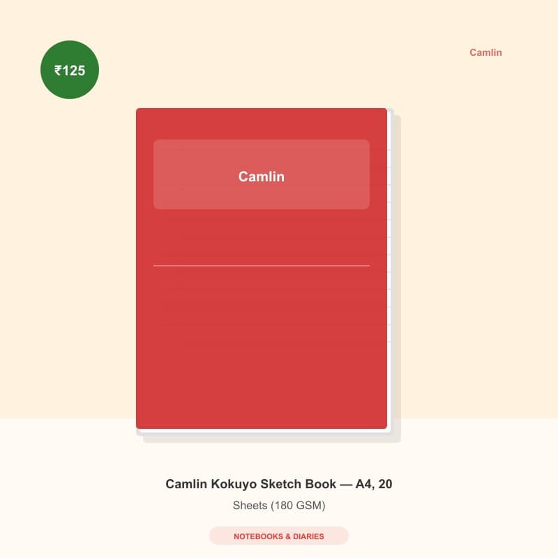 Camlin Kokuyo Sketch Book — A4, 20 Sheets (180 GSM)