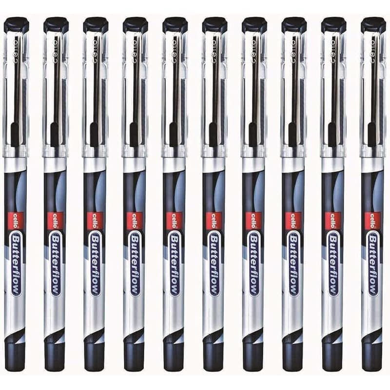 Cello Butterflow Ball Pen — Black (Pack of 10)