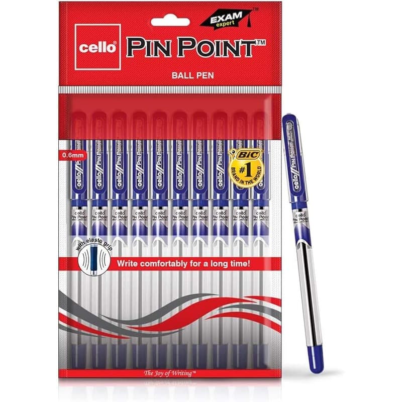 Cello Pinpoint Ball Pen — Blue (Pack of 10)