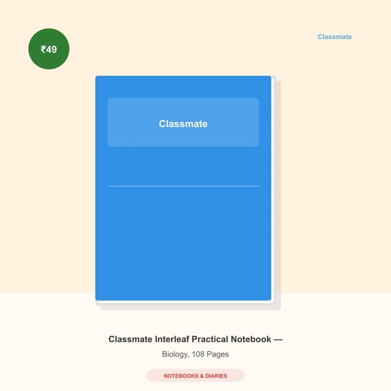 Classmate Interleaf Practical Notebook — Biology, 108 Pages