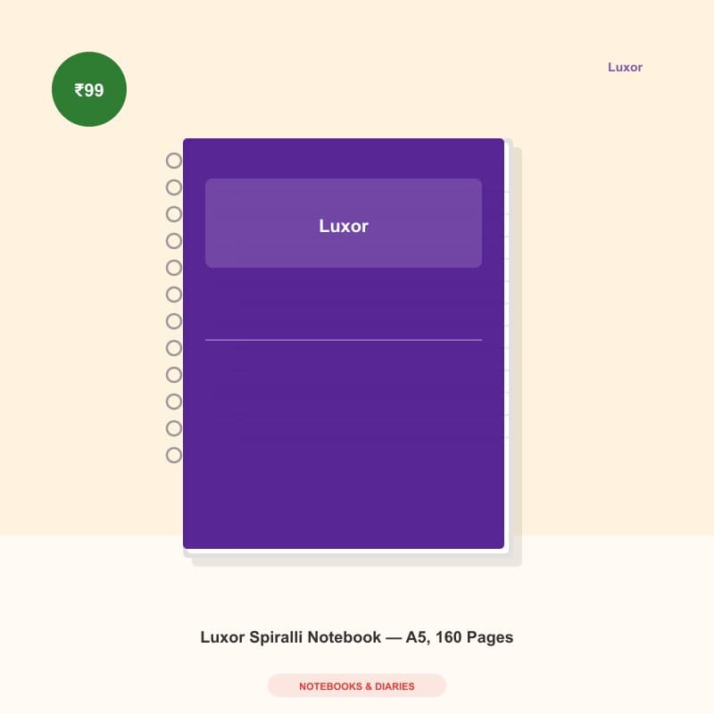 Luxor Spiralli Notebook — A5, 160 Pages
