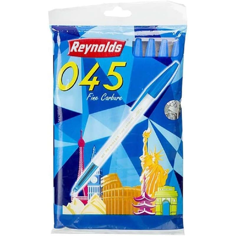 Reynolds 045 Fine Carbure Ball Pen — Blue (Pack of 10)